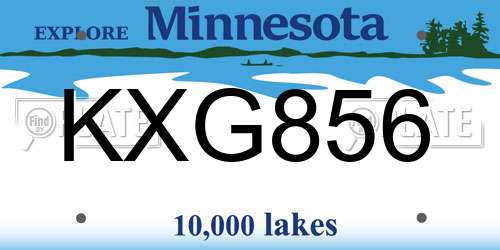 KXG856 Minnesota License Plate