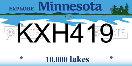 KXH419 Minnesota License Plate
