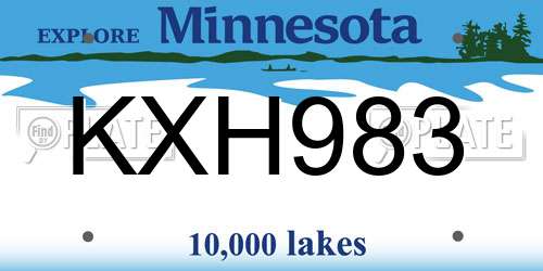 KXH983 Minnesota License Plate