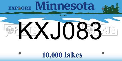 KXJ083 Minnesota License Plate