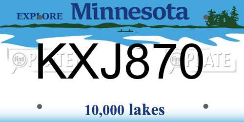 KXJ870 Minnesota License Plate