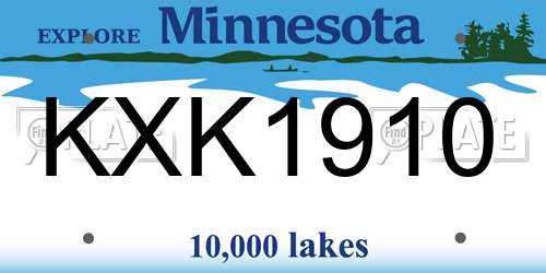 KXK1910 Minnesota License Plate