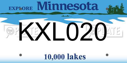 KXL020 Minnesota License Plate