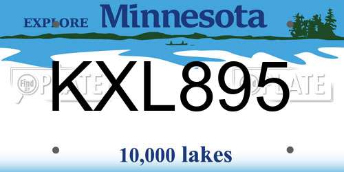 KXL895 Minnesota License Plate