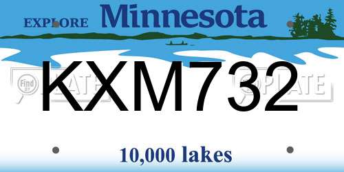 KXM732 Minnesota License Plate