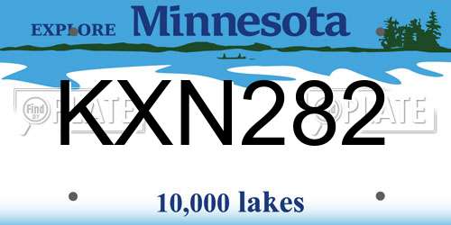 KXN282 Minnesota License Plate