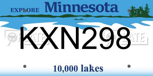 KXN298 Minnesota License Plate