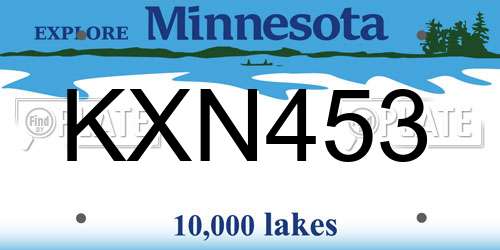 KXN453 Minnesota License Plate