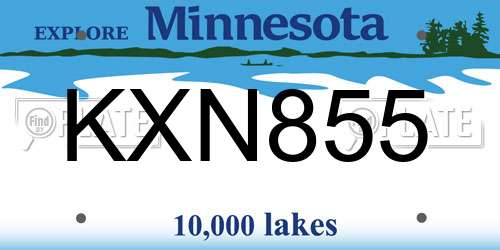 KXN855 Minnesota License Plate