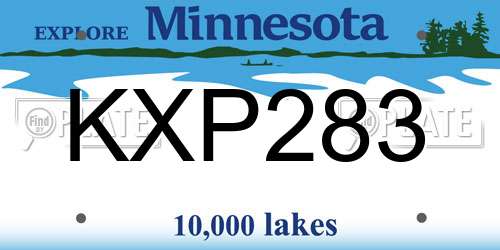 KXP283 Minnesota License Plate