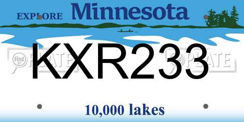 KXR233 Minnesota License Plate