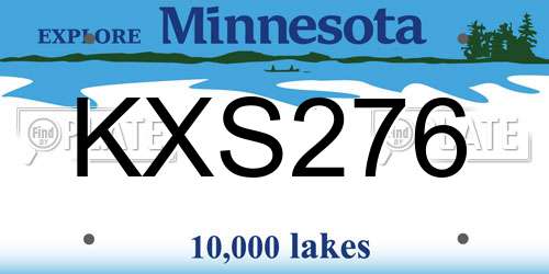 KXS276 Minnesota License Plate