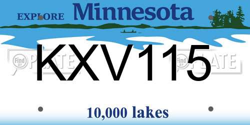 KXV115 Minnesota License Plate