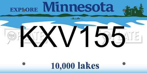 KXV155 Minnesota License Plate