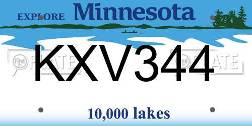 KXV344 Minnesota License Plate