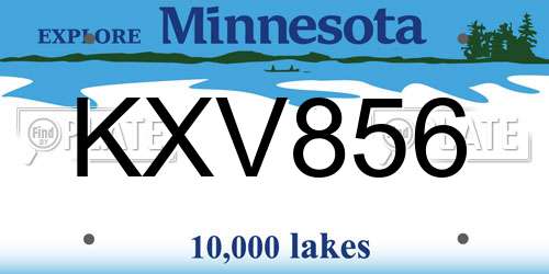 KXV856 Minnesota License Plate