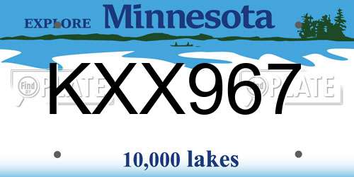 KXX967 Minnesota License Plate