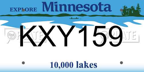 KXY159 Minnesota License Plate