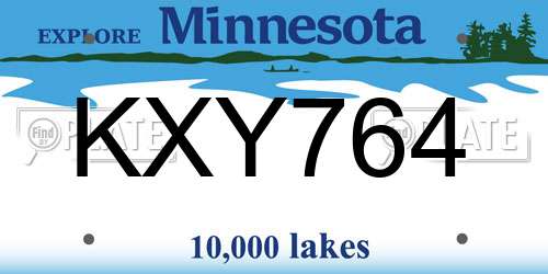 KXY764 Minnesota License Plate