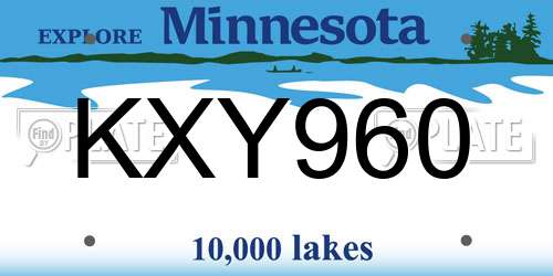 KXY960 Minnesota License Plate