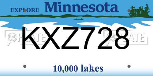 KXZ728 Minnesota License Plate