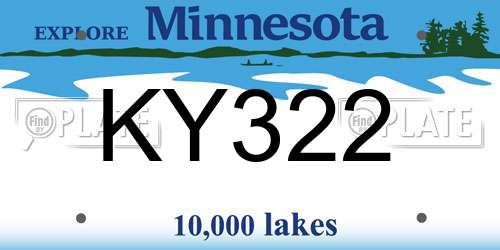 KY322 Minnesota License Plate