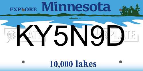 KY5N9D Minnesota License Plate
