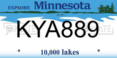 KYA889 Minnesota License Plate