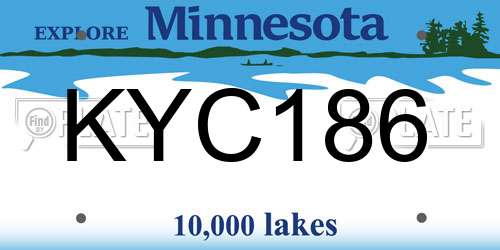KYC186 Minnesota License Plate
