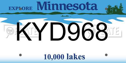 KYD968 Minnesota License Plate