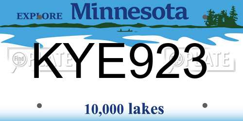 KYE923 Minnesota License Plate