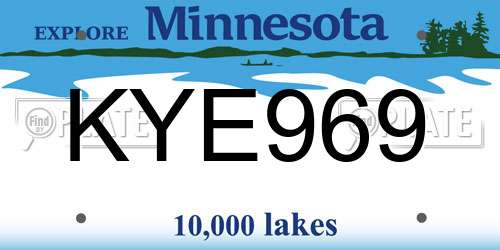 KYE969 Minnesota License Plate