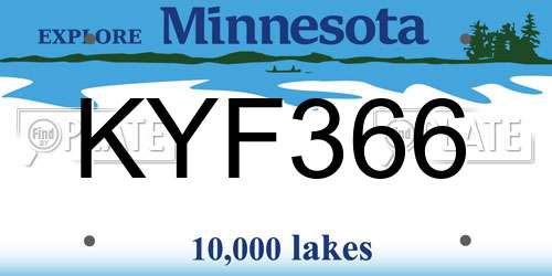 KYF366 Minnesota License Plate