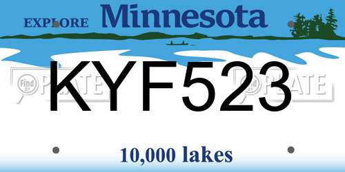 KYF523 Minnesota License Plate