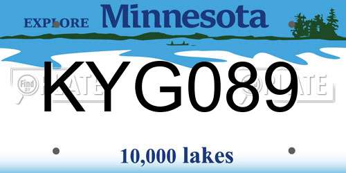 KYG089 Minnesota License Plate