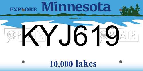 KYJ619 Minnesota License Plate