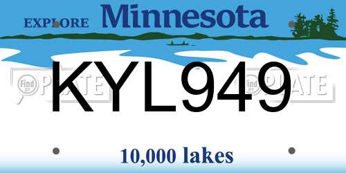KYL949 Minnesota License Plate