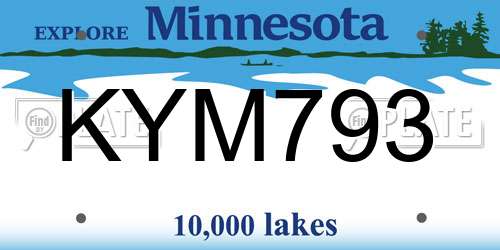 KYM793 Minnesota License Plate