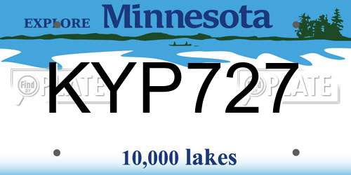 KYP727 Minnesota License Plate