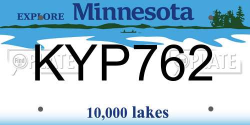 KYP762 Minnesota License Plate