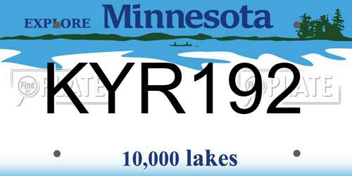 KYR192 Minnesota License Plate
