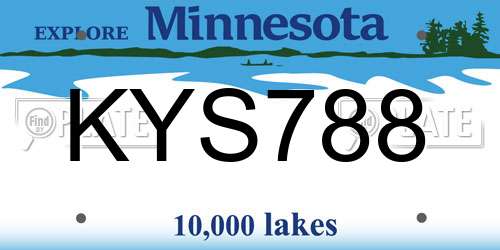 KYS788 Minnesota License Plate