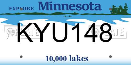KYU148 Minnesota License Plate