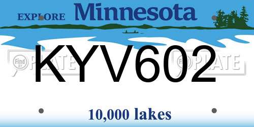 KYV602 Minnesota License Plate