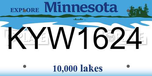 KYW1624 Minnesota License Plate