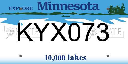 KYX073 Minnesota License Plate