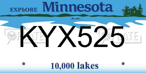 KYX525 Minnesota License Plate