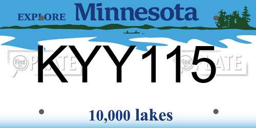 KYY115 Minnesota License Plate