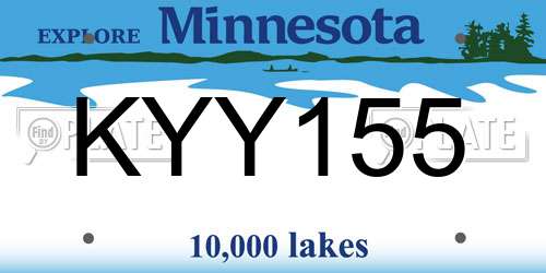 KYY155 Minnesota License Plate