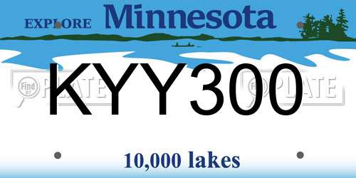 KYY300 Minnesota License Plate